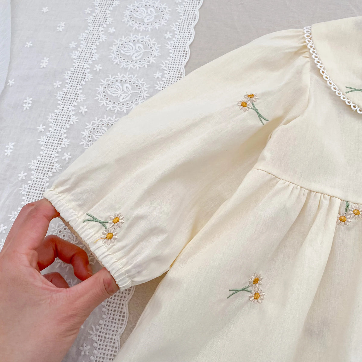 Spring Clothes Pastoral Baby Girls Dress Autumn Embroidery Cotton Floral Doll Dress