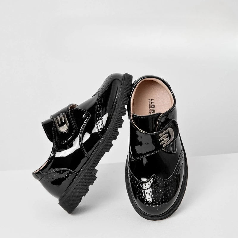 Boys Leather School Shoes British Style Black Soft Sole Kids Formal Casual Performance Footwear Big Kids New Autumn Spring