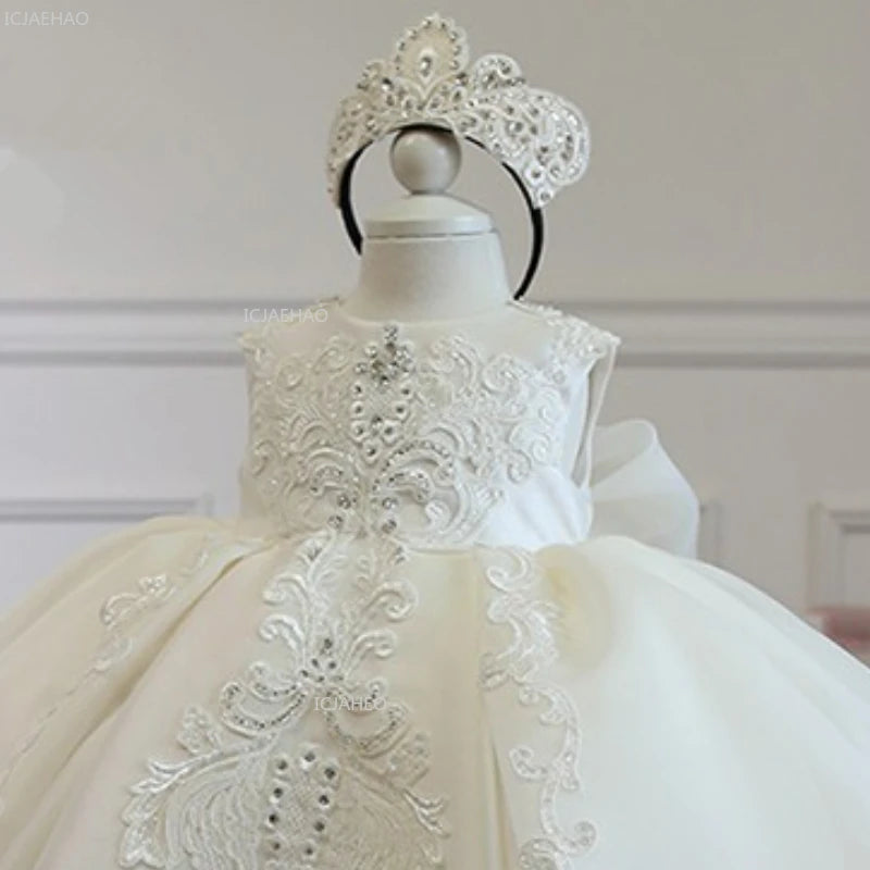 Girls Flower Girl Dress Tutu Princess Gown for Wedding Children First Birthday Party Pageant Christening Celebration Kid Dresses