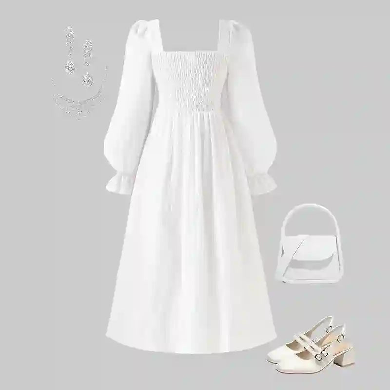 Harlow Square Collar Dress  New Princess Dress