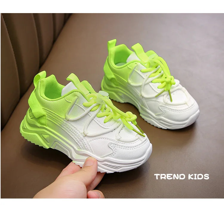 Girls Gradient Design Shoes Children Platform Sneakers Casual 4-12 Years Autumn Kids Chunky Running Sports Tennis Shoes for Girl