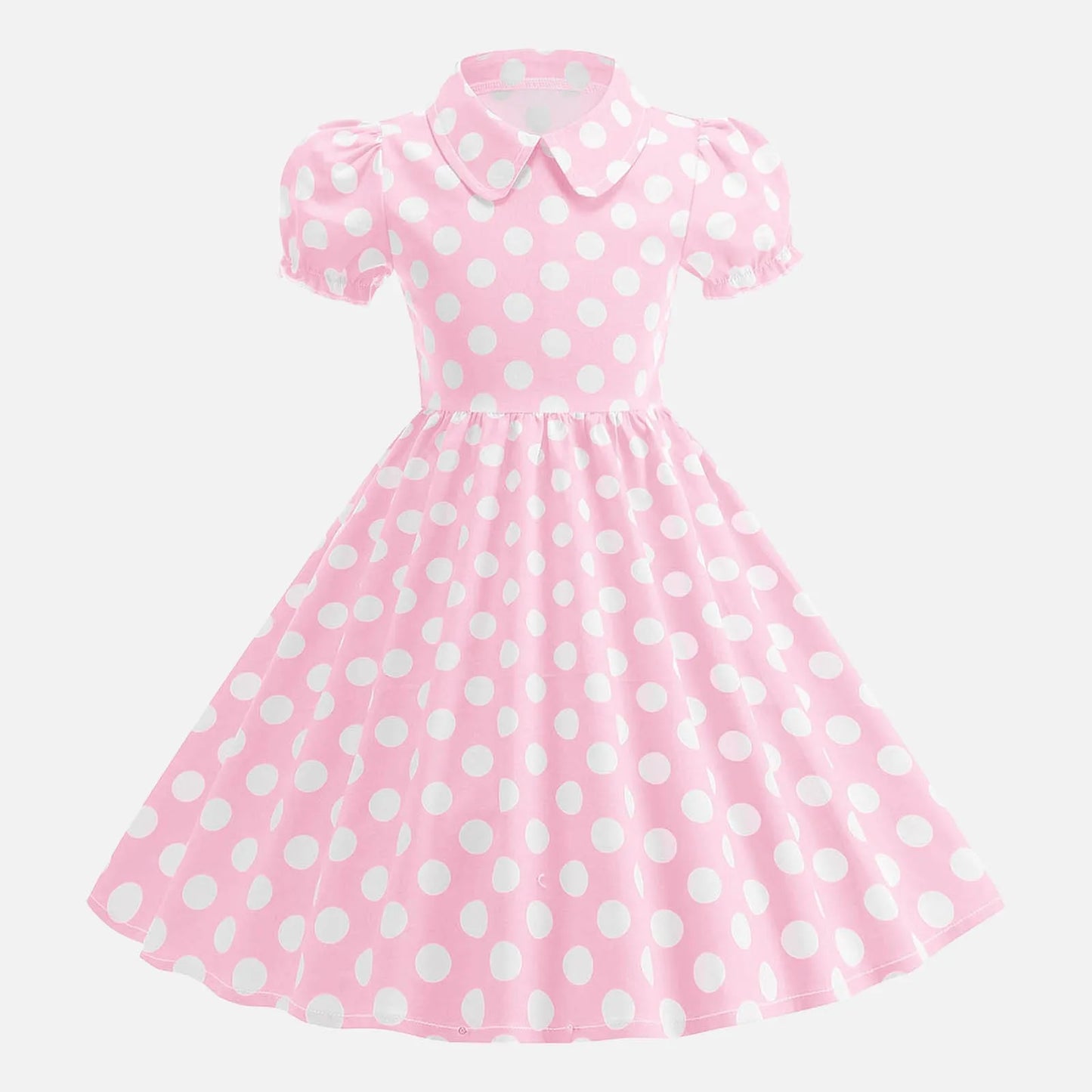 Girls' Dress French Short Sleeve Polka Dot Dress Holiday Children'S Summer Dress