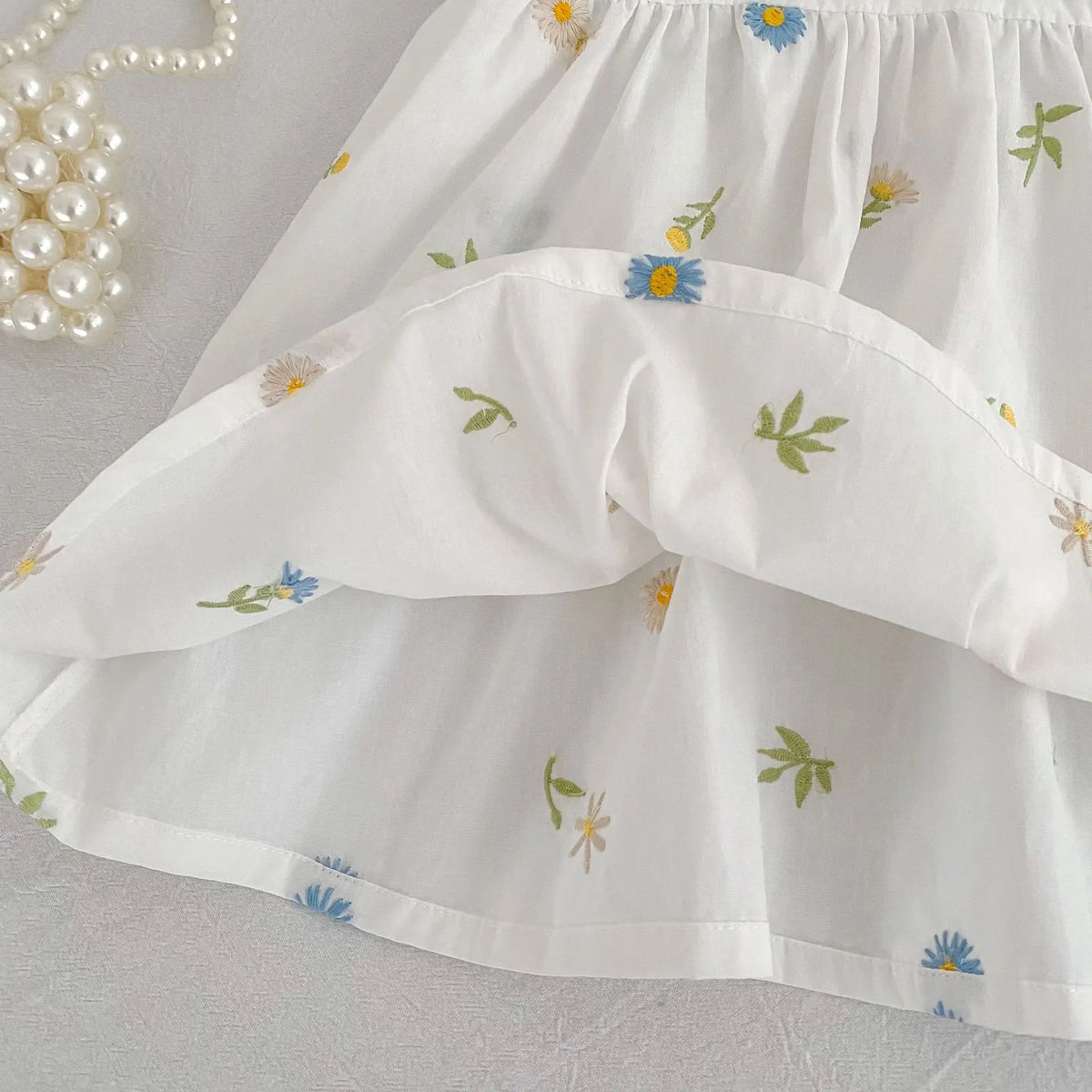 2026 Girls Dress Korean Edition Summer New 2-6Yrs Cotton Embroidered Flower Girls' Dress