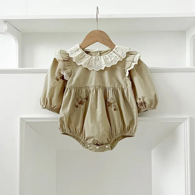 Lace Collar Flower Romper