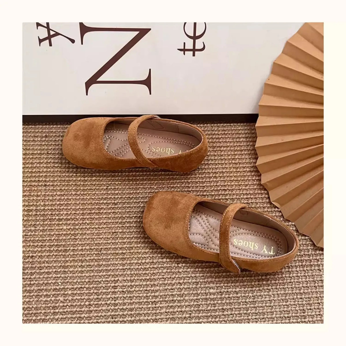 Spring Suede Mary Jane Shoes for Girls Vintage French Style Children Flat Shoe Easy Wear Adjustable Strap Children Shoes 23-35
