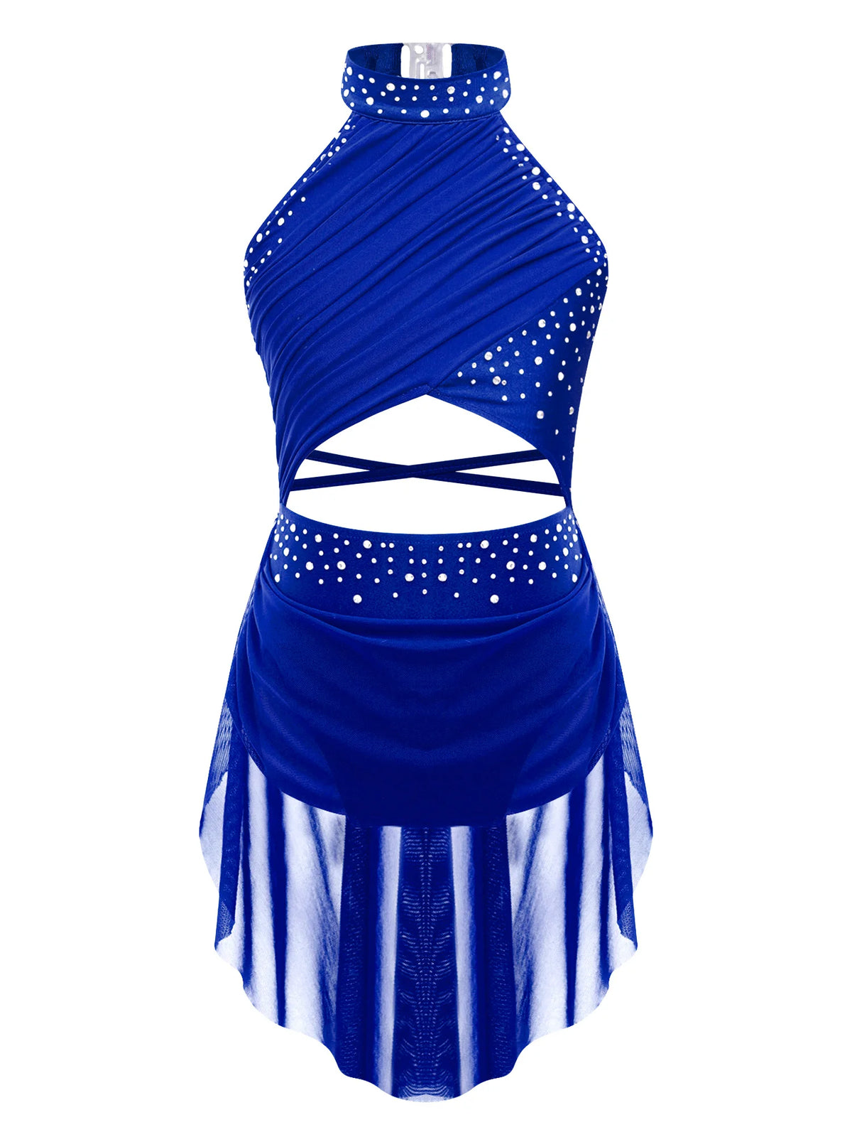 Girls Modern Lyrical Jazz Dance Dress Ballet Gymnastics Skating Performance Costume Kids Cut Out Dancing Leotard Tutu Skirted
