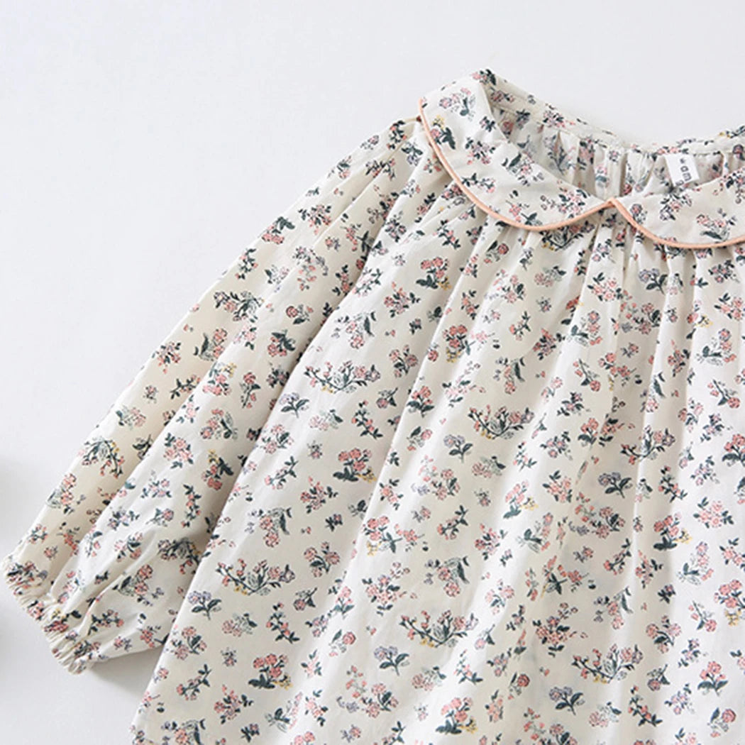 Aura Floral Long-Sleeve Spring Fall Cotton Tops