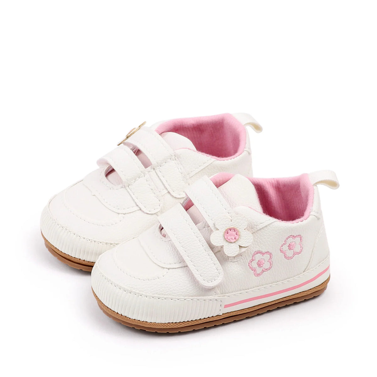 Citgeett Infant Baby Girls Shoes Soft Sole Floral Embroidery Hook-Loop Closure Non-slip Sneakers