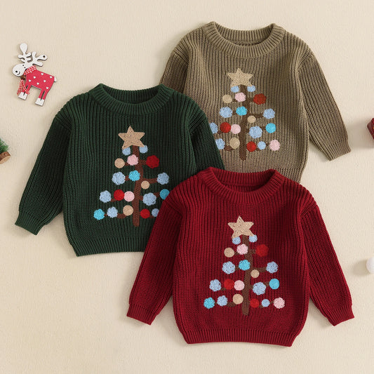 Brian Winter Tree Pattern Long Sleeve Sweaters