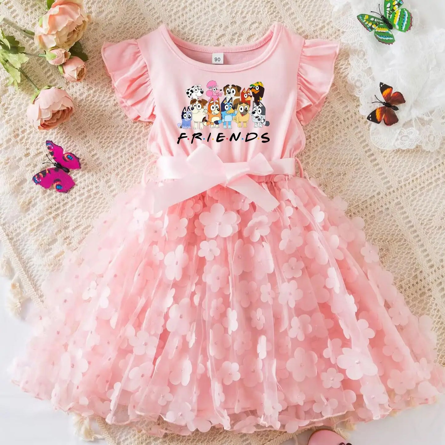 Girls Summer Dress with Butterfly for Ages 2-6