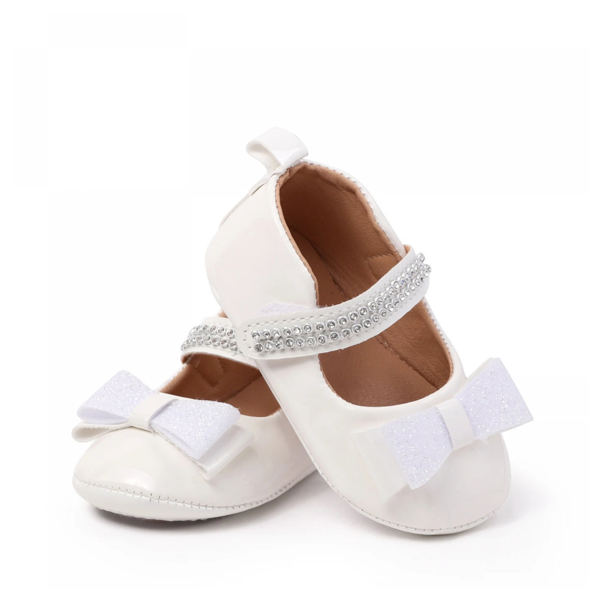 0-18months Baby Girl Leather Princess Shoes Decorative Glitter Bows shoes  for infant girls Rhinestone Soft Non-Slip Shoes