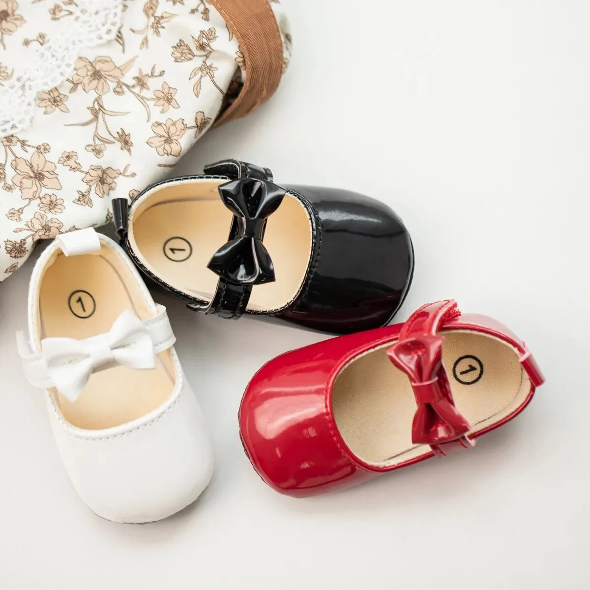 Meckior Baby Girls Shoes Bowknot Princess Dress Shoes PU Anti-slip Soft Sole