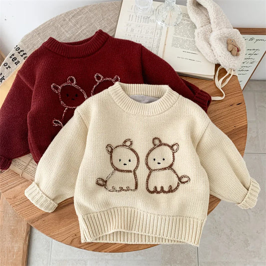 Ernesto Winter Cartoon Dogs Toddler Sweater