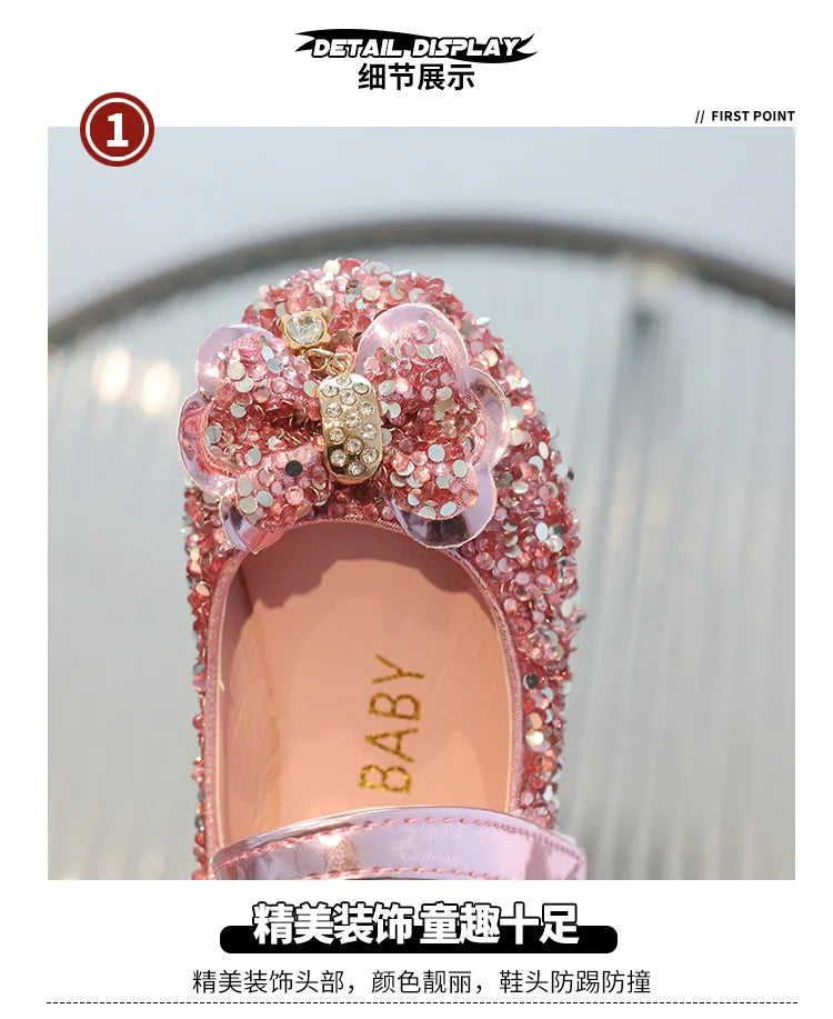 Girls Diamond Princess Shoe2026 Spring Autumn Korean Edition
