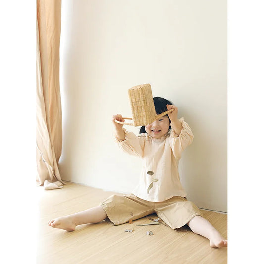 Olivia Linen Cotton Solid T-Shirt Bottoming Tees for Kids