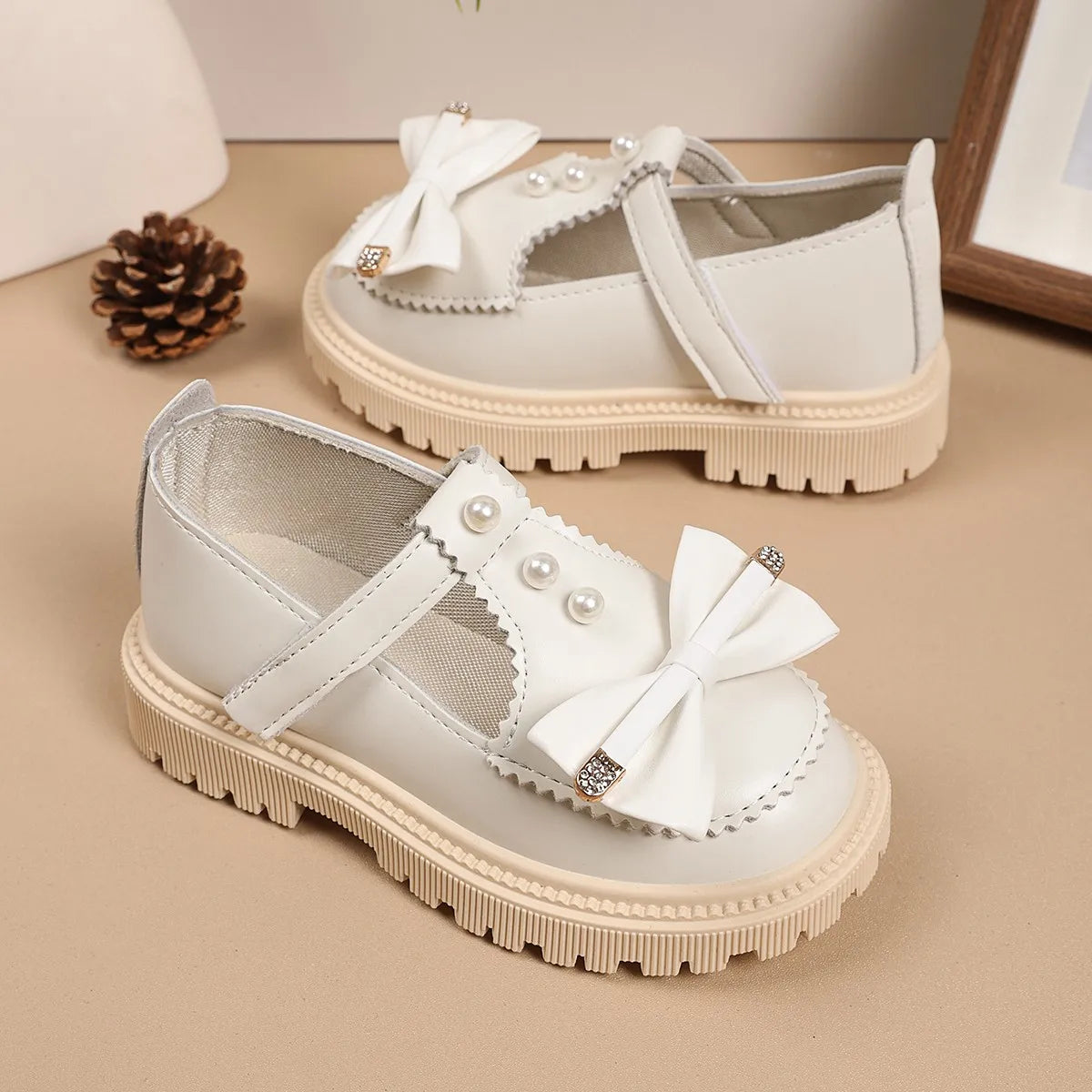 Girls Leather Shoes Soild Color Versatile Kids Flats T-strap Soft Sole 2025 Spring Autumn New Children Casual Shoes Non-slip