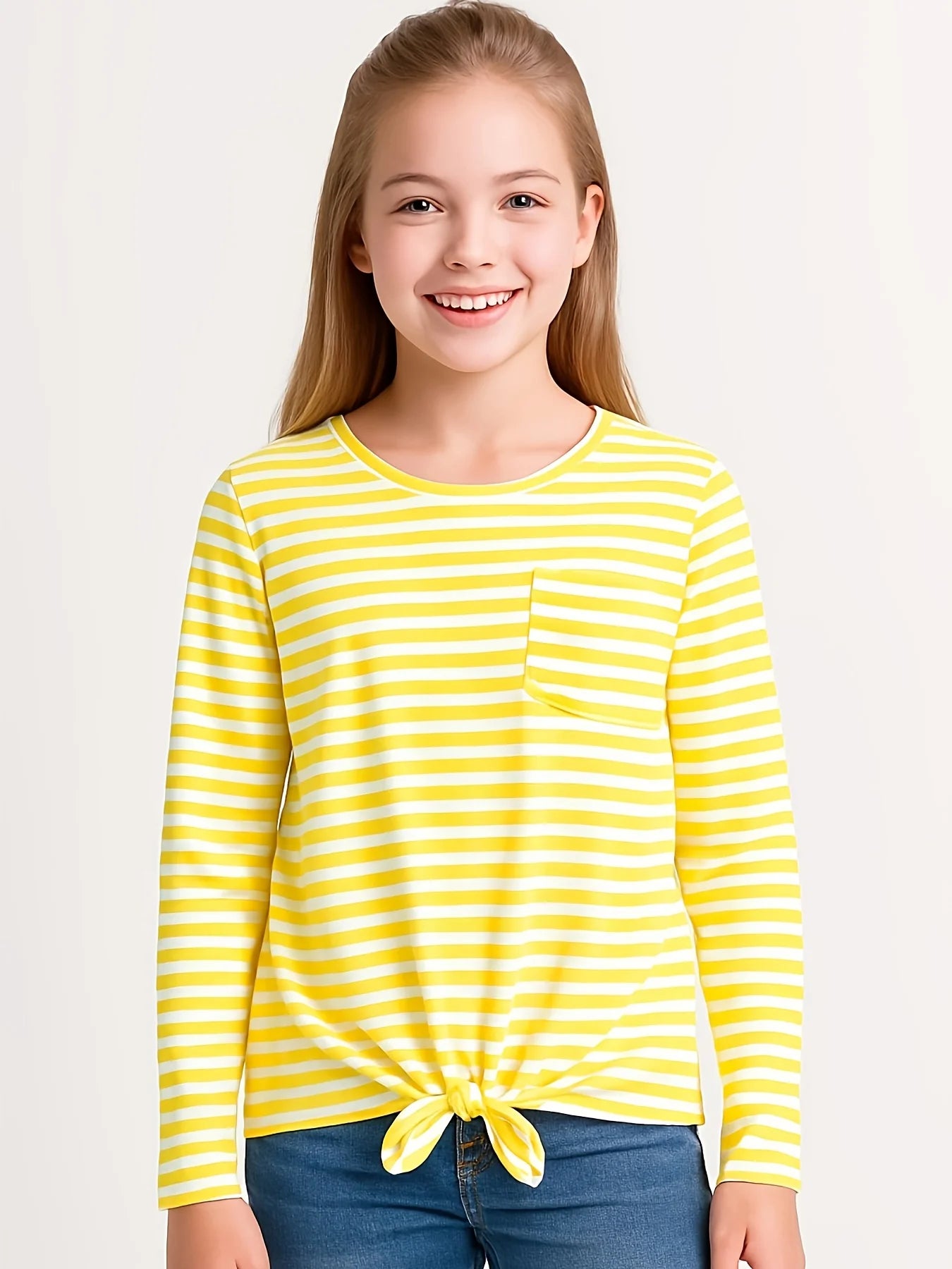 Estela Cute Comfy Striped Long Sleeve Top
