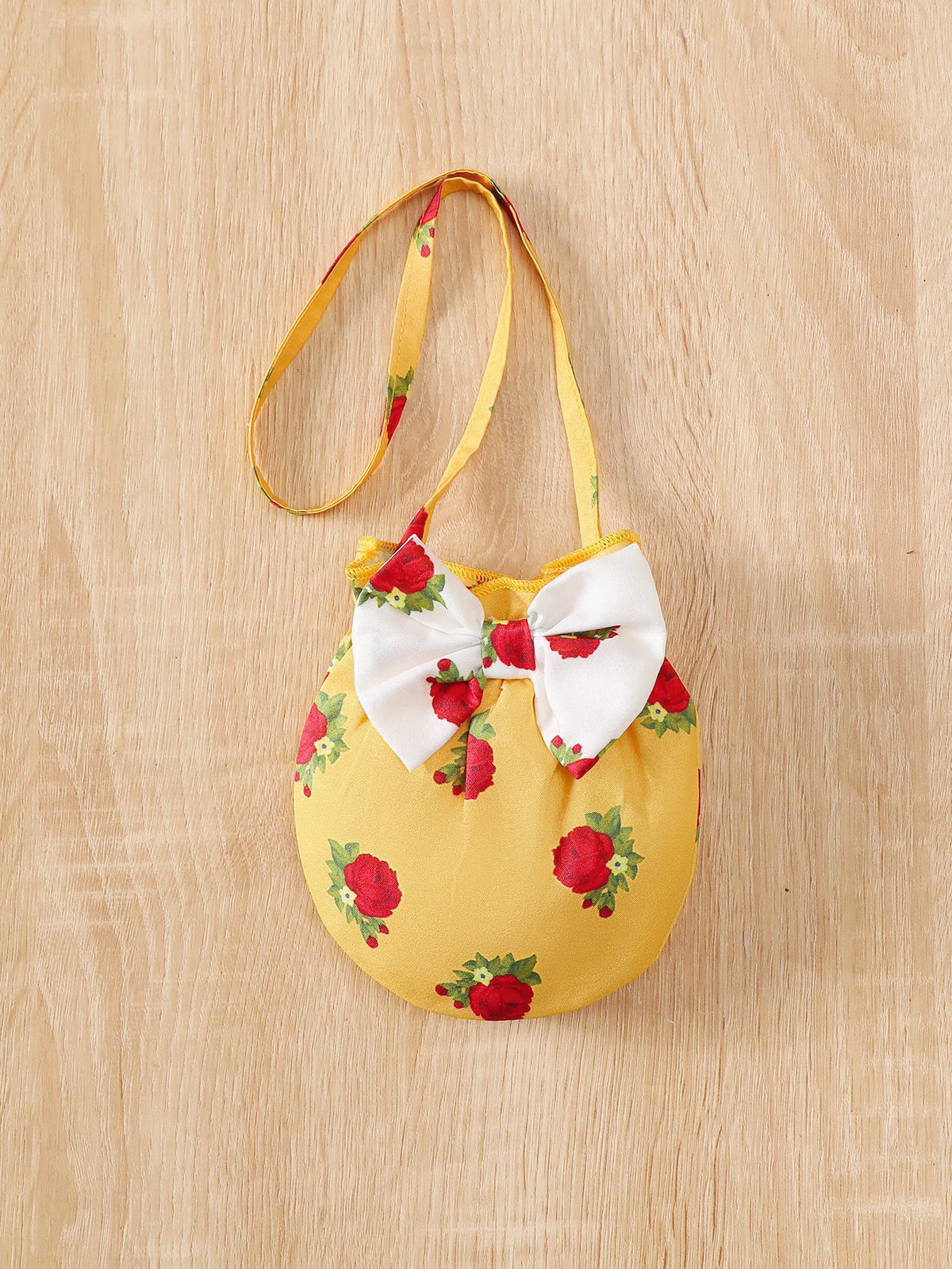 Baby Girl Dress, Comfortable and Versatile, Cute Sleeveless Strap Dress with Bow and Floral Print, Elegant Cake Dress + Crossbody Bag 2-Piece Set
