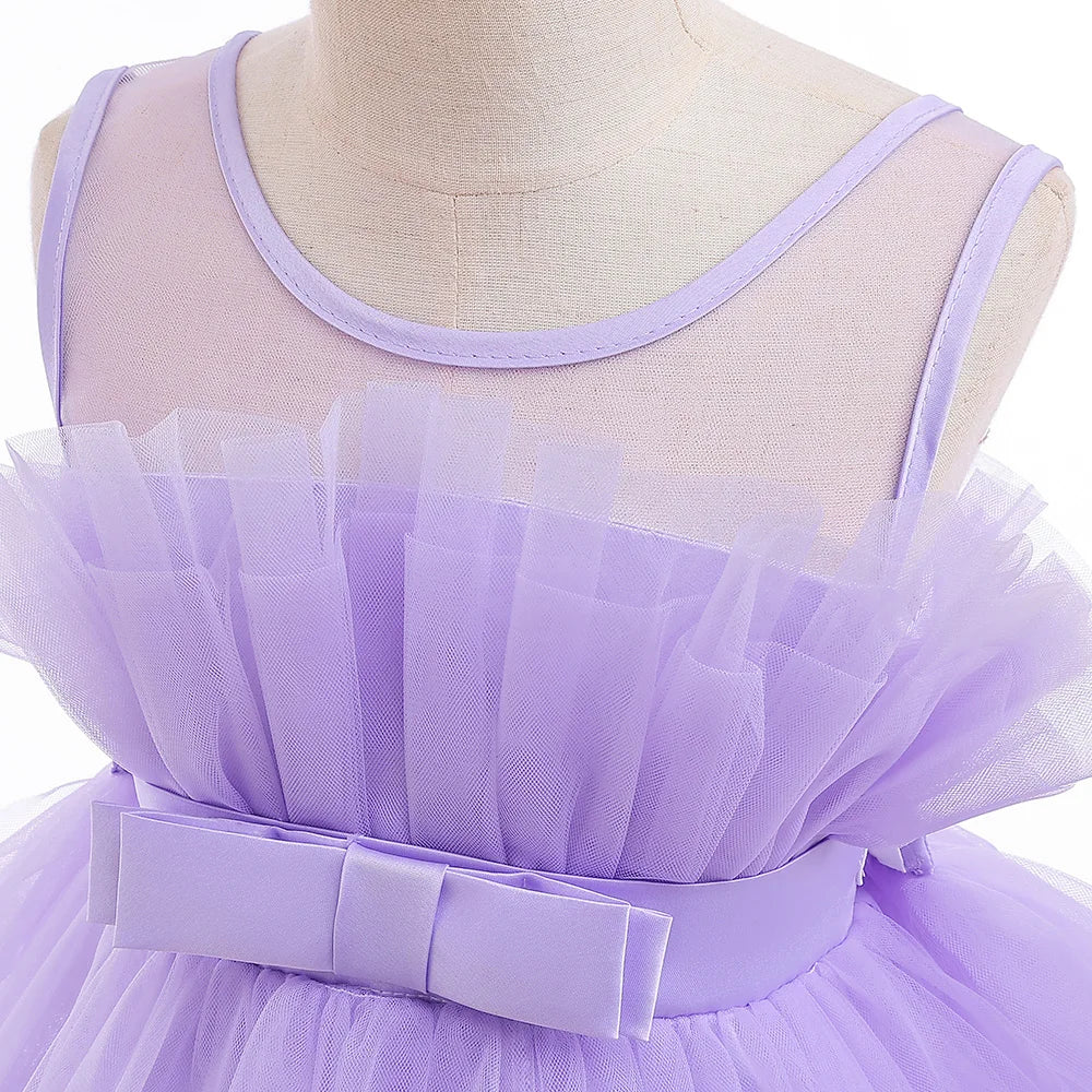 Summer Baptism Bridesmaids Party Baby Girls Dresses Tulle Trailing Wedding Birthday Princess Dress