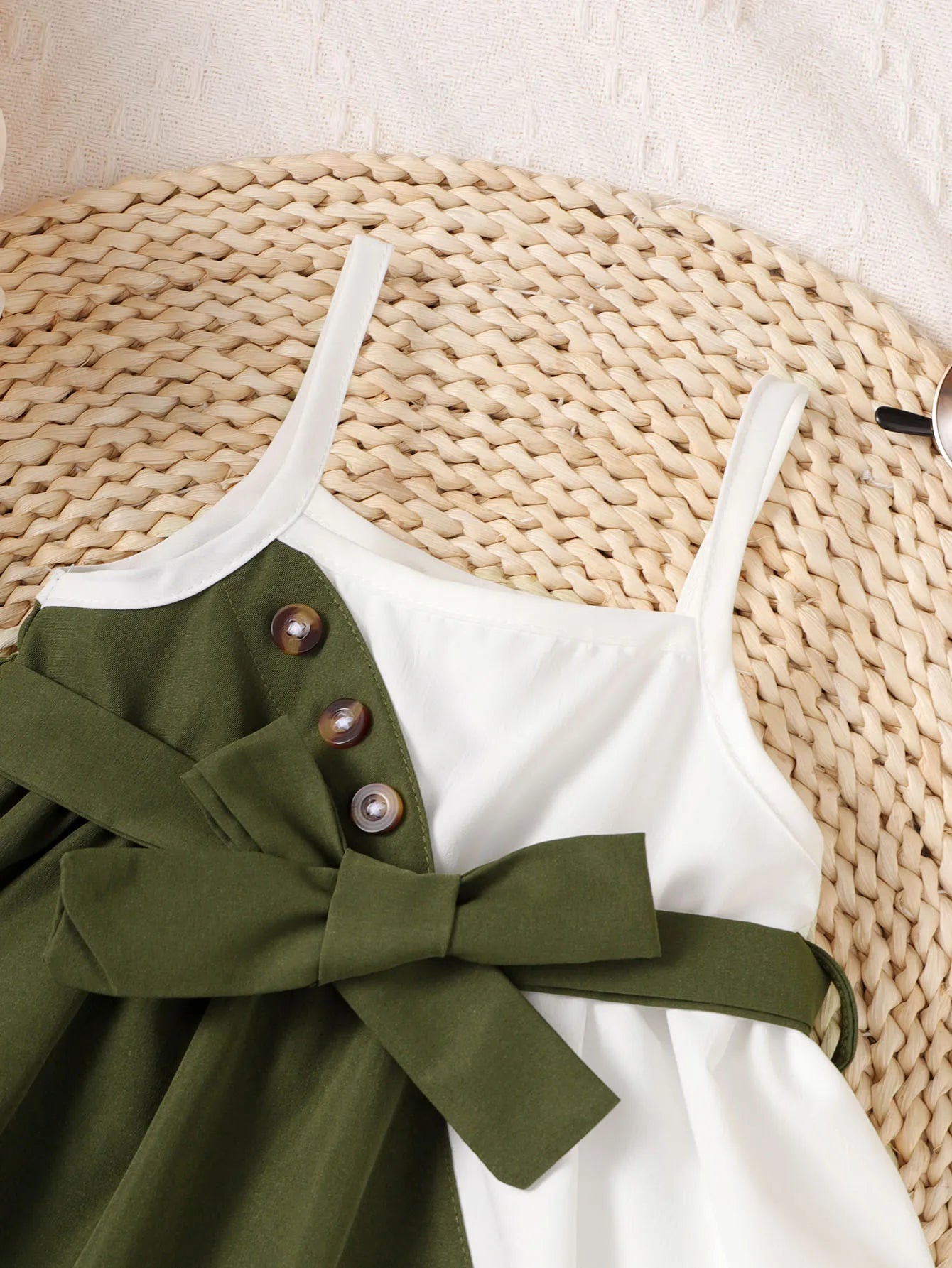Baby Girl Summer Dress with Suspenders and Color Blocks