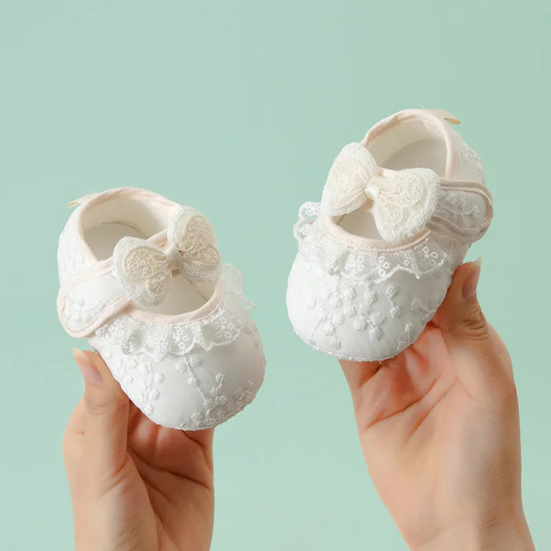 Spring and Summer Baby Toddler Shoes Newborn Baby Girl Princess Shoes 0-2 Years Old  Lace Infant Soft Sole Cute First Walkers