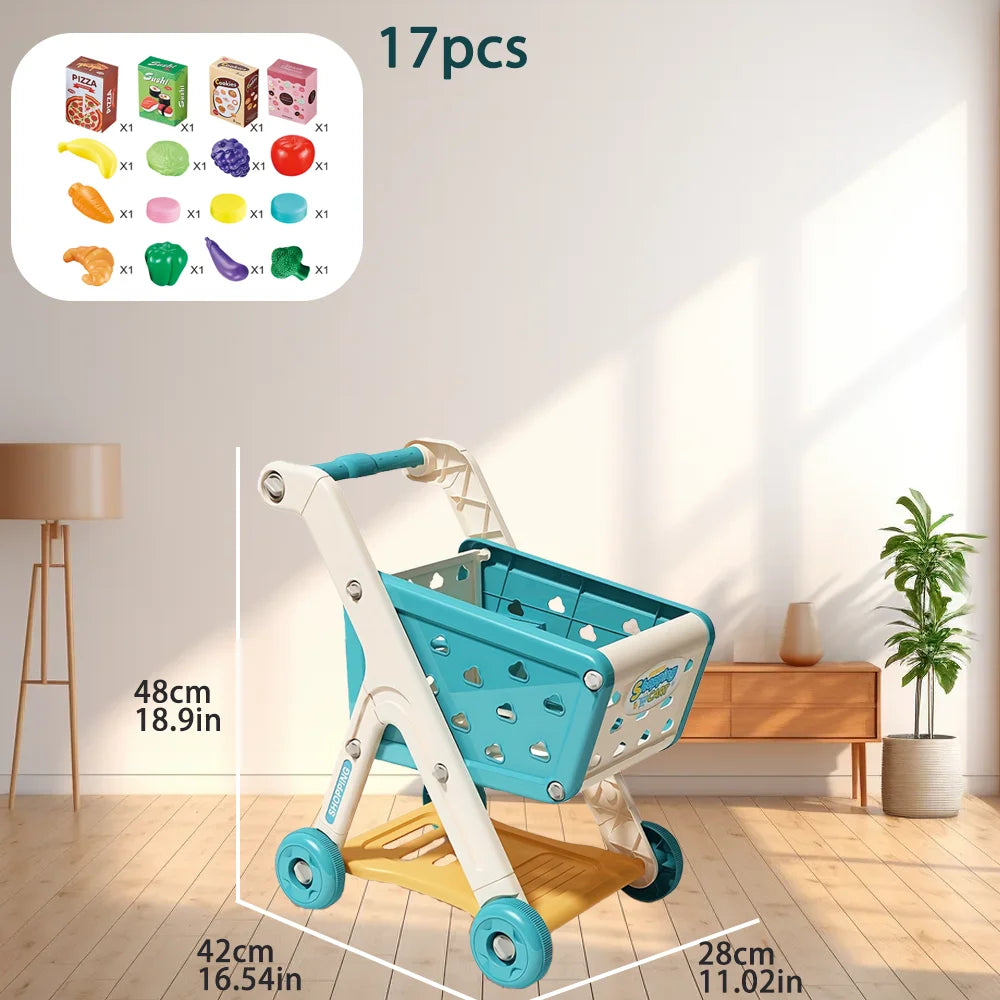 Kids Simulation Shopping Cart Toy Pretend Play Supermarket