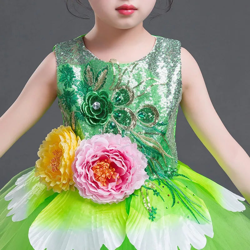 Multicolored Dance Dress Girls Modern Dance Costume Girls Contemporary Freestyle Dance Dress Girls Vestidos De Fiesta