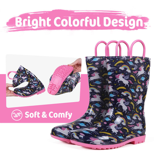 Jaden Evshine  Kids Rain Boots - Fun Dinosaur Unicorn Design