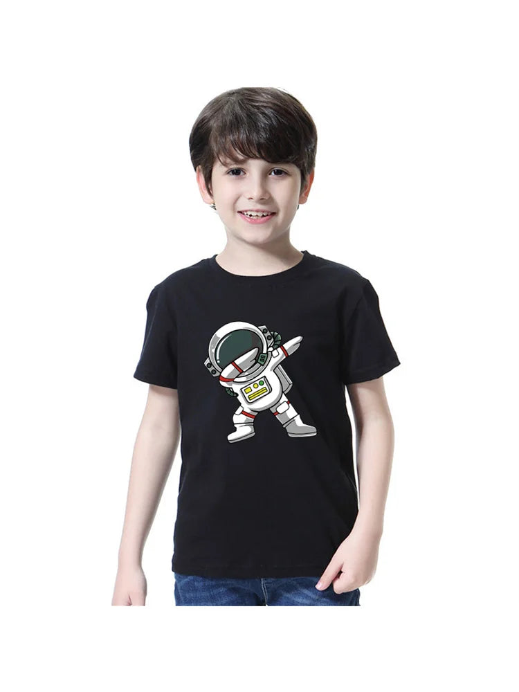 Erick Astronaut Cartoon T-shirt Boys Short Sleeves Tops