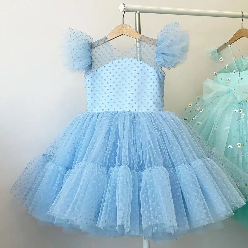 Lara Tutu Prom Dresses Children Tulle Flare Sleeve Communion Party