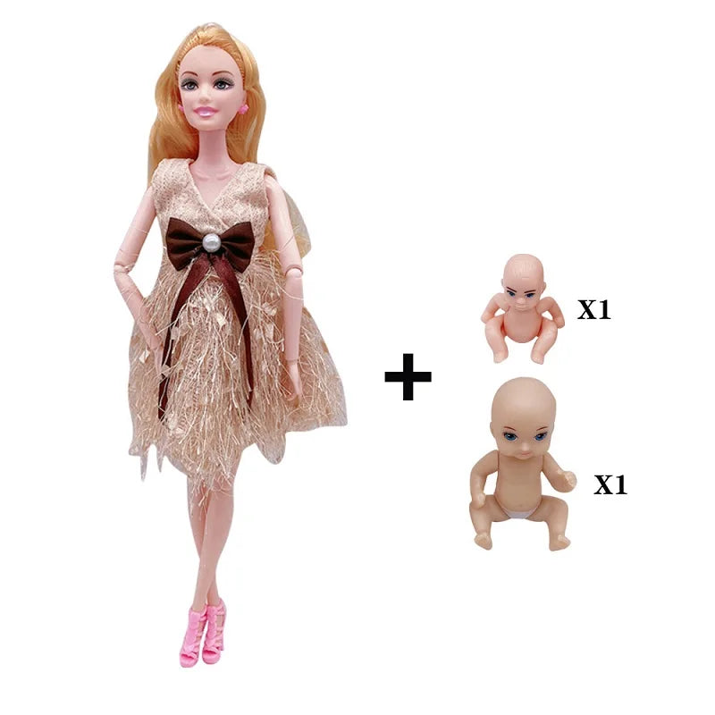 Hot Sale 11.5 Inches Pregnant Doll Mom Have 2Pcs Baby in Her Tummy with 1Pc Clothes Educational Dolls Girl Toy for Girl Gift