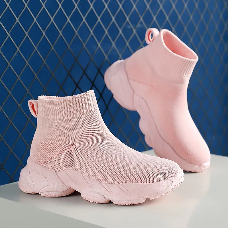 Kids Shoes Girls Sneakers Fashion Knit Luxury Designer High Top Shoes