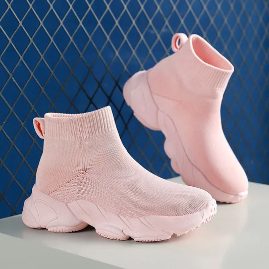 Kids Shoes Girls Sneakers Fashion Knit Luxury Designer High Top Shoes