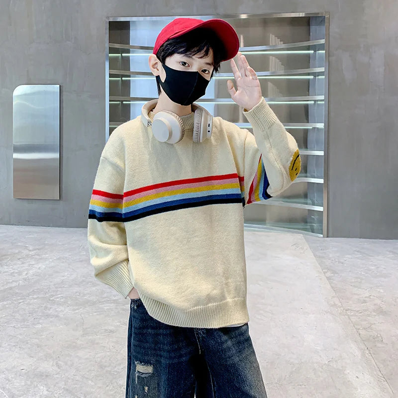 Mike Pullover Multi-colored Striped Sweater - GuGuTon baby store - Baby Fashion - Toddlers Outfits - Babies Outfits - Toddler Clothes - Kids Clothing - Newborn Clothes - Newborn Wear - Kids Wear - Trending Clothes - Trending Outfits - Fall Fashion - Winter Fashion - Girls Clothes - Boys Clothes - Babies Wear - Kids Accessories - KidsWear - Summer Clothes - Summer Fashion - Summer Trend - Falls Sweaters - Tops - Bottom - Jeans - Blouse - Dresses - Newborn Dresses - Toys