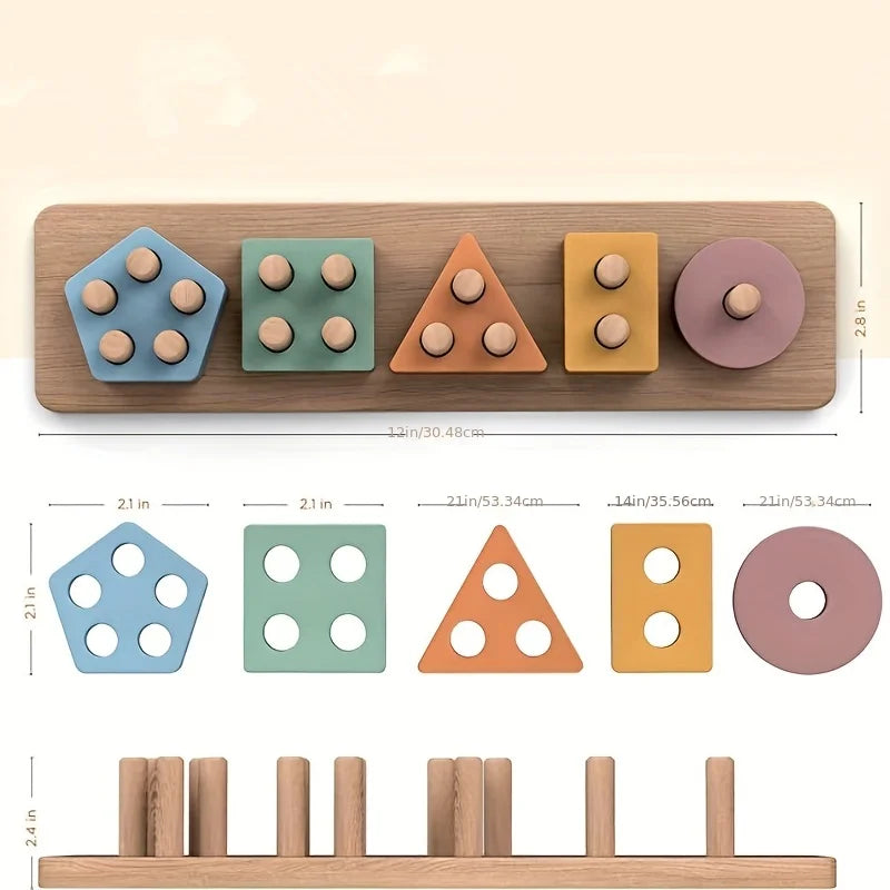 Montessori Toys For 18+ Months Old - Toddlers Wooden Sorting And Stacking Toys For Baby Boys