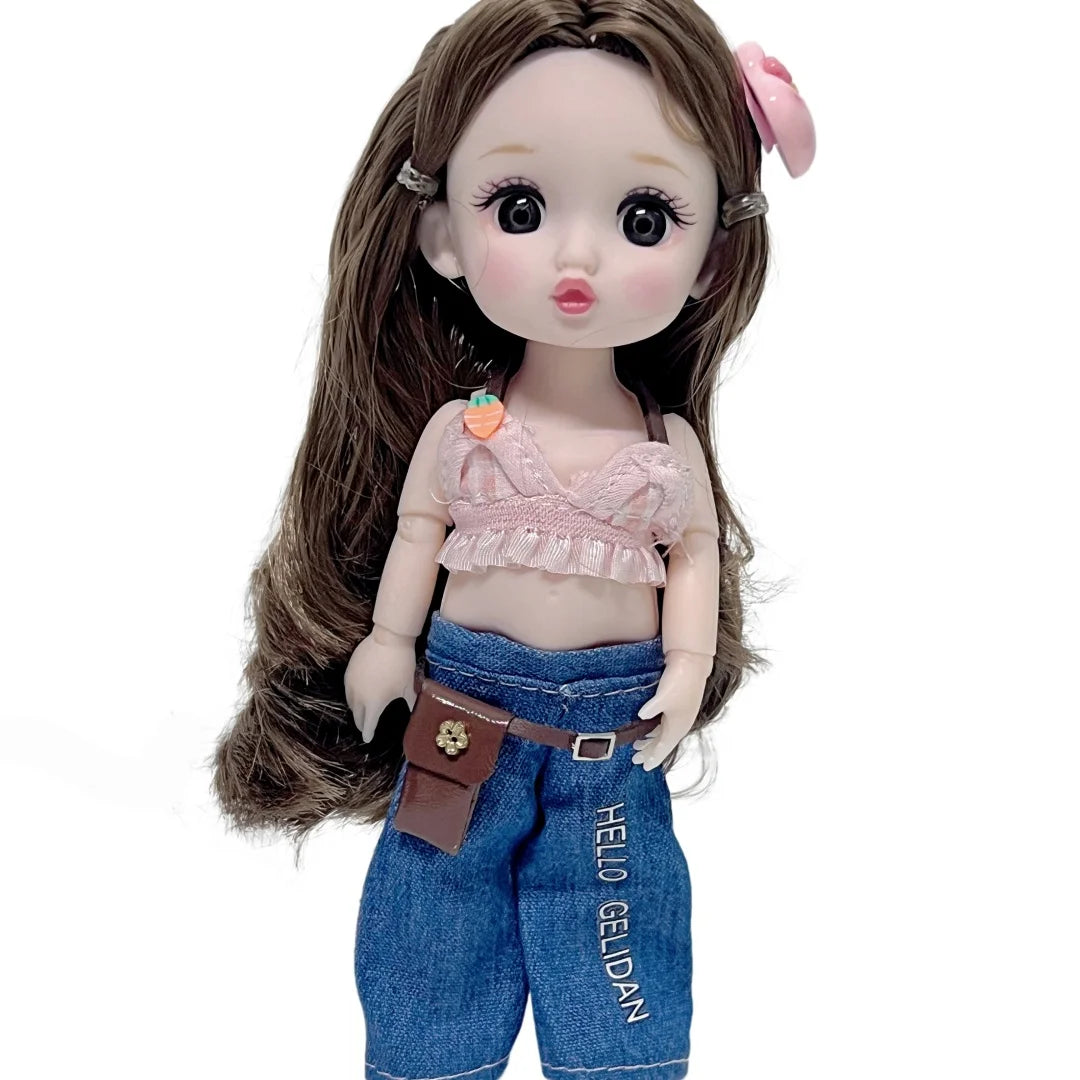 1/12 15-17cm BJD Dolls Cute Princess Dress Up Doll 13 Movable Joint 3D Eyes Toy Kids Doll Toys for Girls Birthday Xmas Gifts