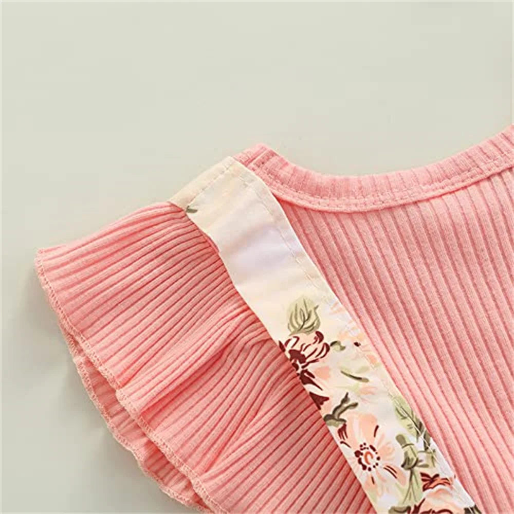 Kids Dress For 0-18 Months Cotton Ruffle Sleeve Cute Butterfly Floral Summer Dress