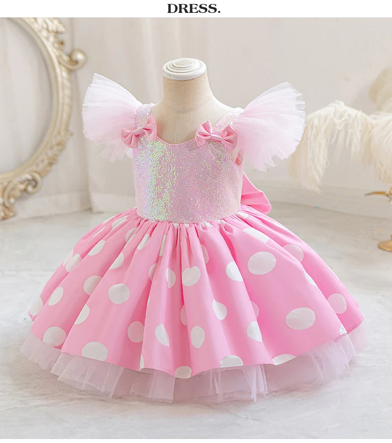 Girls' Princess Dress, Baby's First Birthday Tutu Dress, Flower Girl Wedding Dress