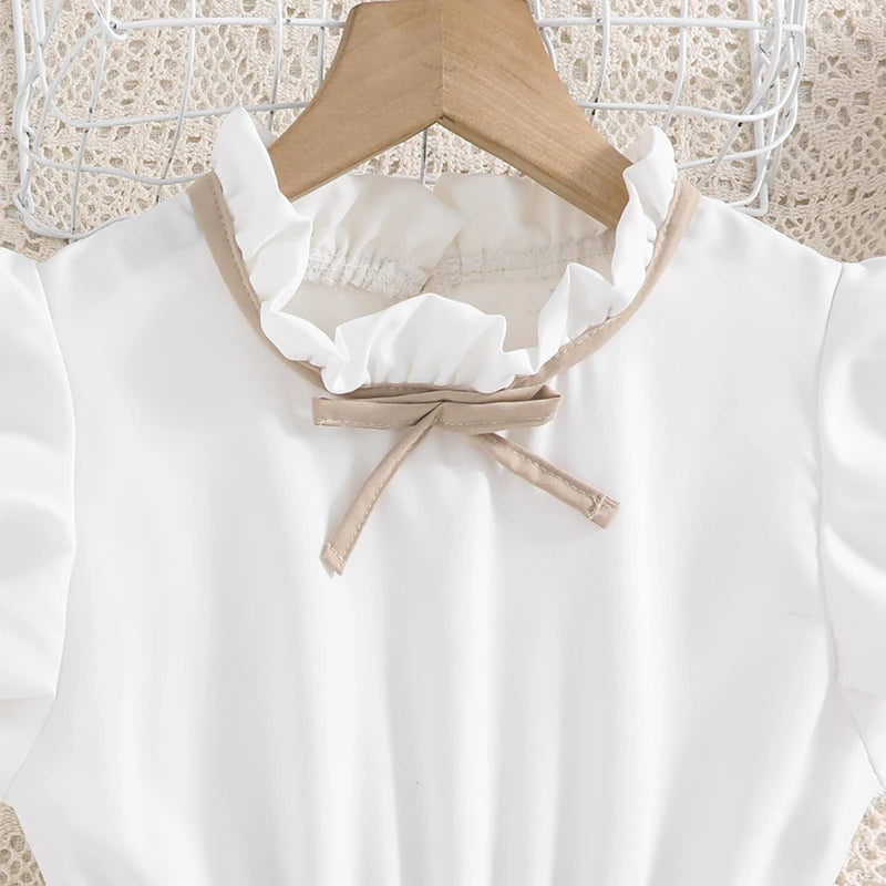 Emma Kids Dress for Girls with Pleated Skirt and Bow Tie
