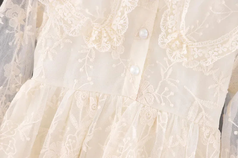 HoneyCherry Girls Dress Autumn New Children's Lace Dress