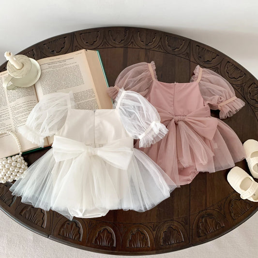 Summer Baby Romper Set Lace Polka Dots Toddler Princess Dress