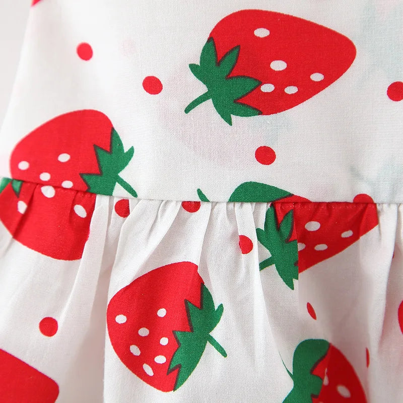 Baby Dress 2025 Summer New Girl's Sweet Bow Dress Children's Strawberry Print