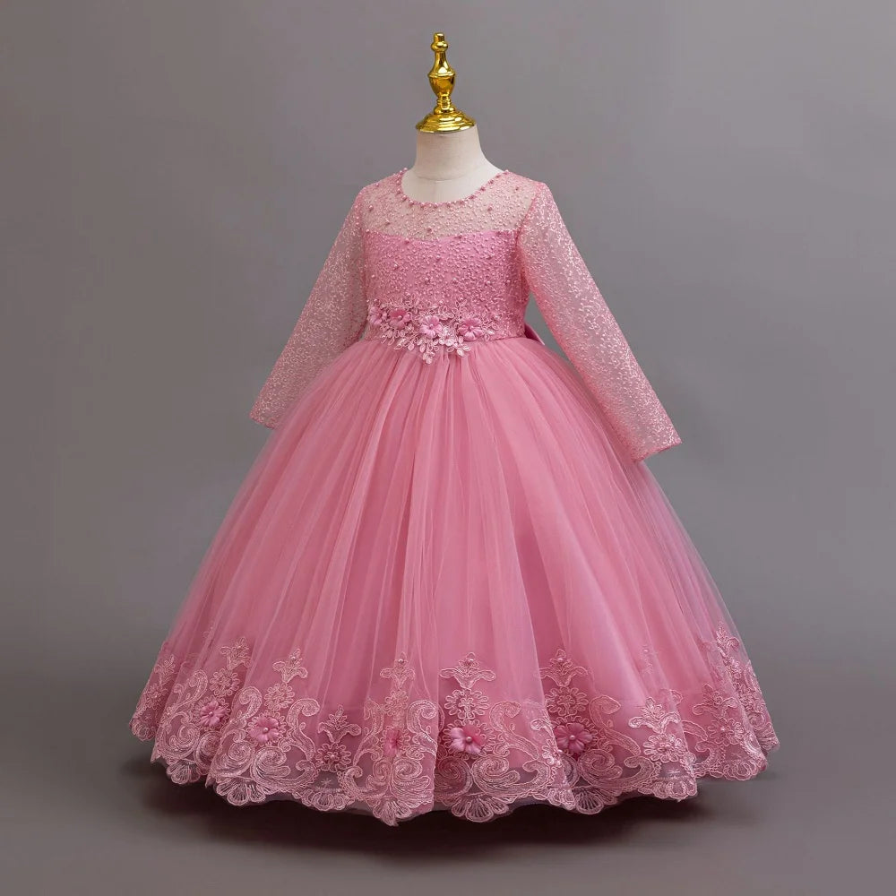 girls dress Long dresses for girls aged 4-12 Birthday dress Gorgeous and elegant beauty pageant dress