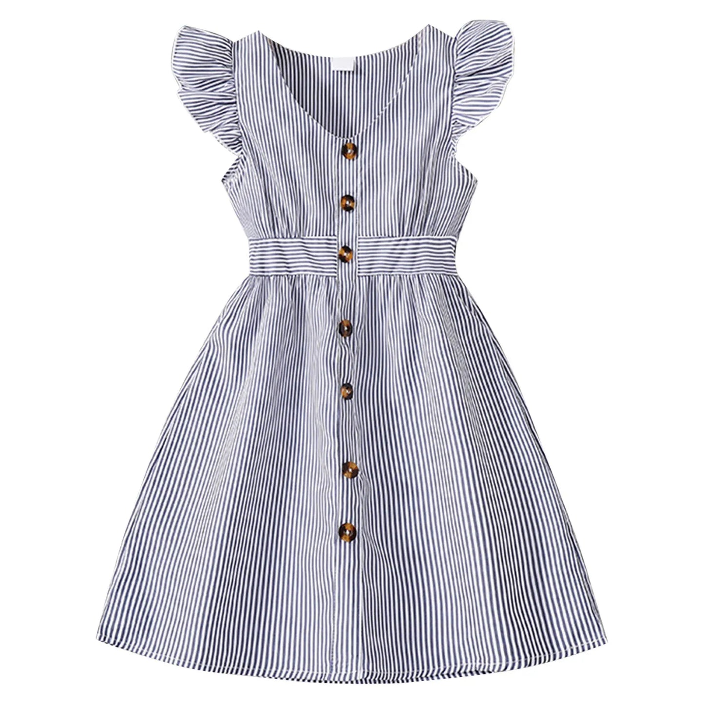 Ivy Summer Dress Age 6 - Striped Flying Sleeve Dress for girls