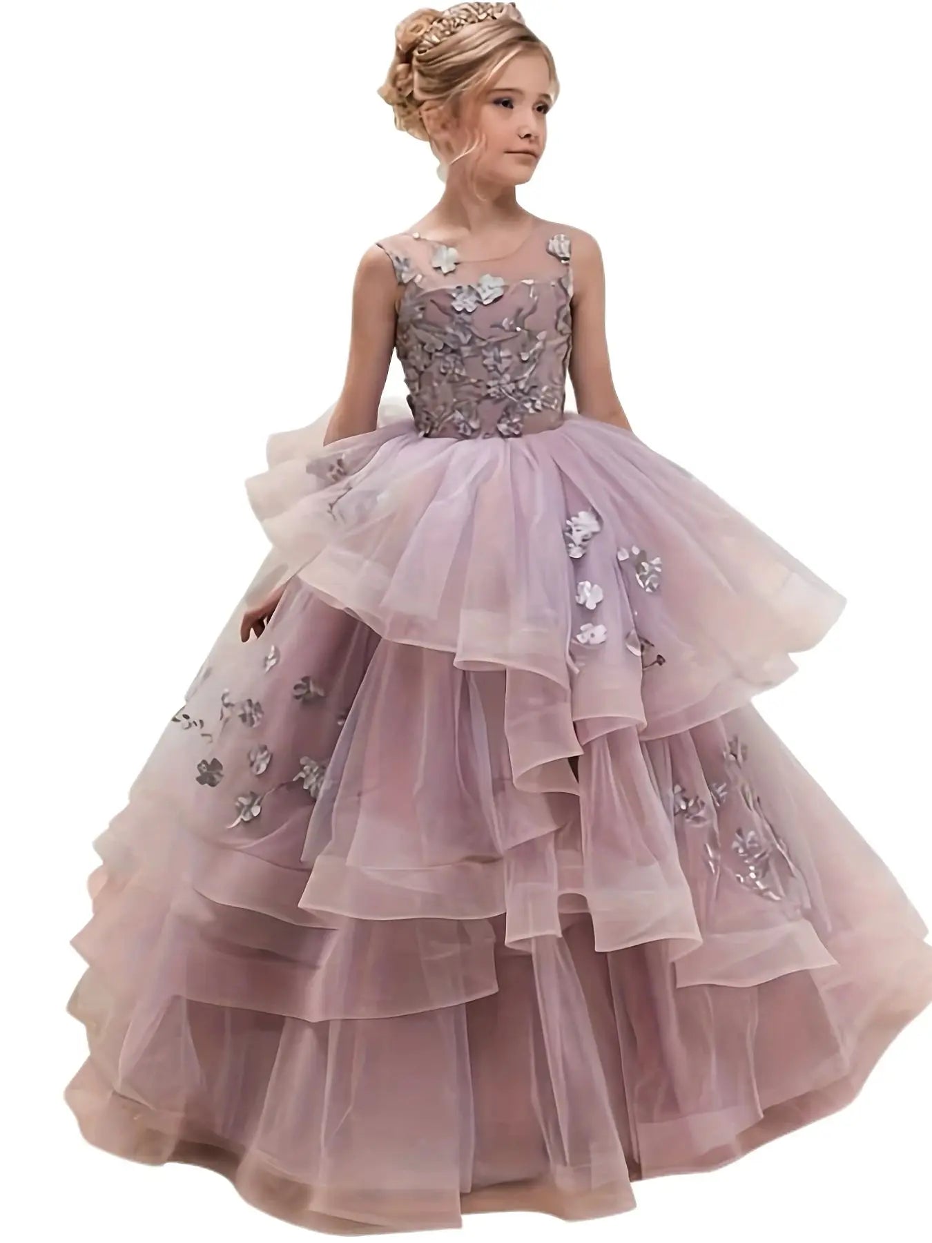 Girls Evening Lace Dress for Performance and Catwalk