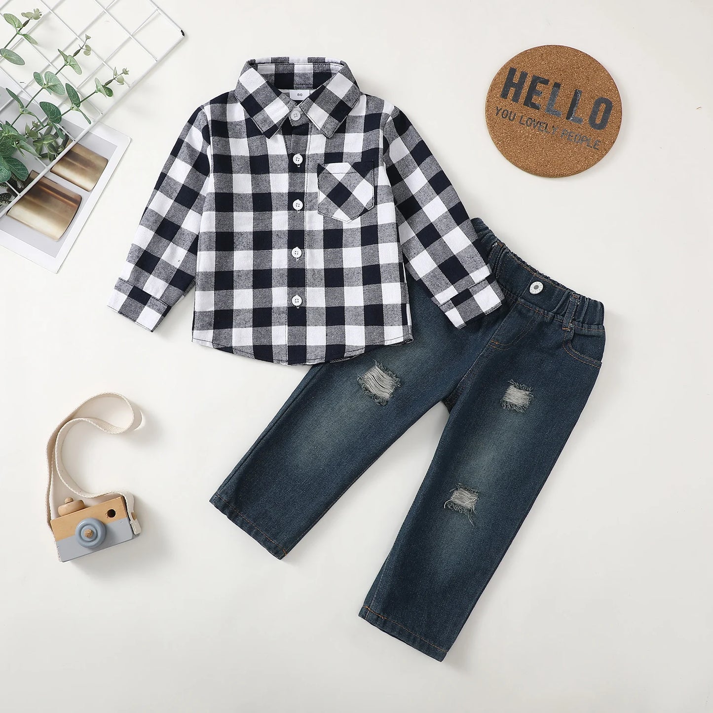 Toddler Winter Outfits Denim Jeans Set for Ages