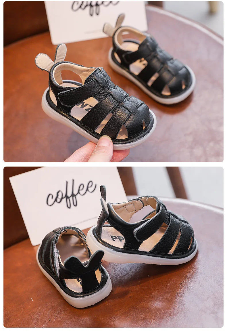 Baby Girls Boys Sandals 2025 Summer Infant Toddler Shoes Genuine Leather Soft-soled School Kids Shoes Children Beach Sandals