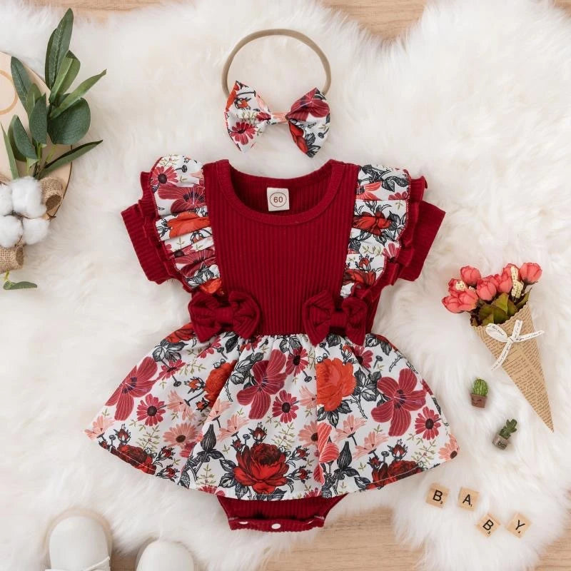 Kids Dress For 0-18 Months Cotton Ruffle Sleeve Cute Butterfly Floral Summer Dress
