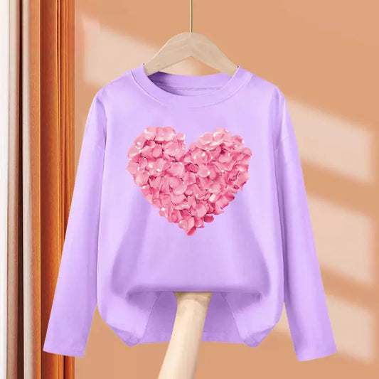 Sophia Children Long Sleeved Heart Shaped Design T-shirt Spring