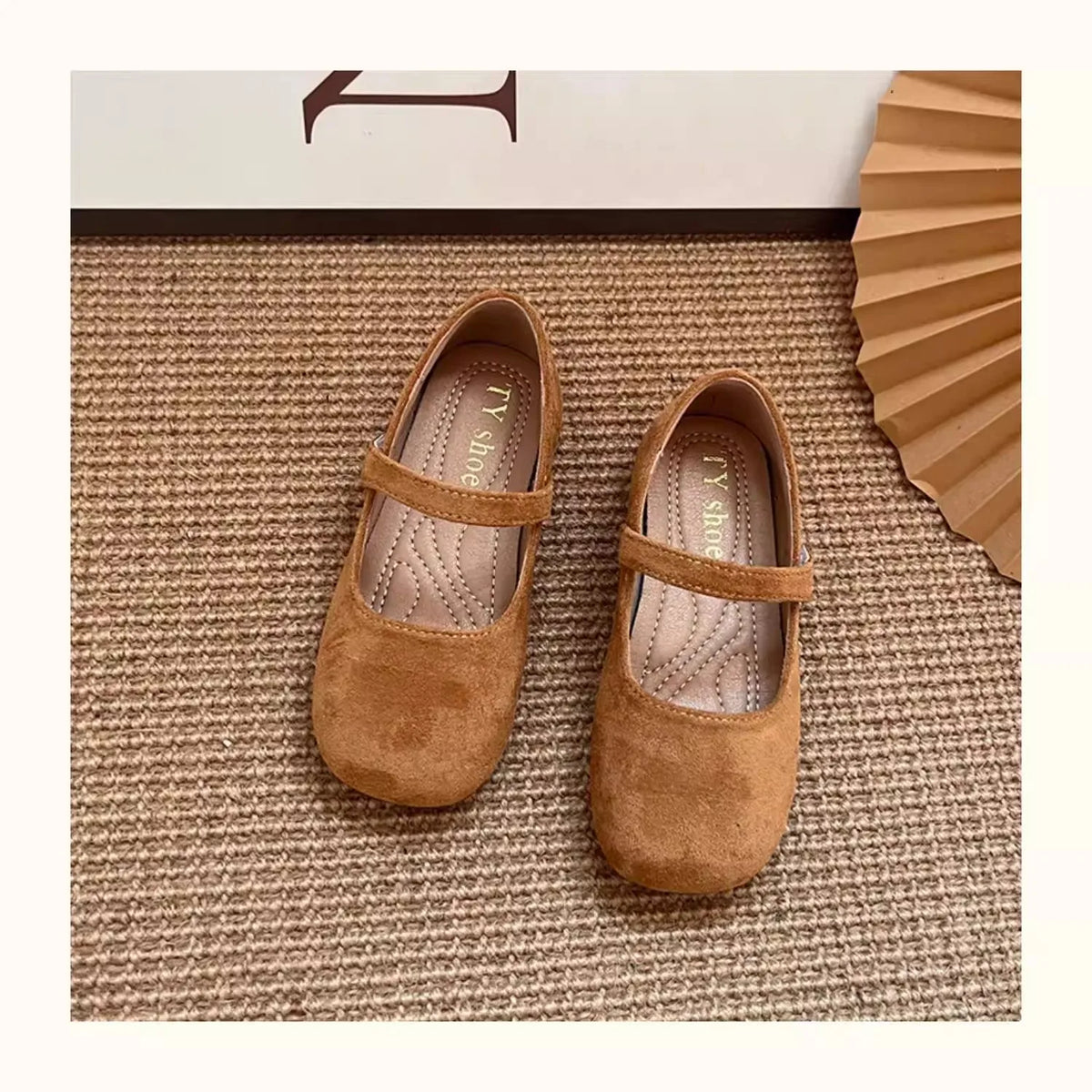 Spring Suede Mary Jane Shoes for Girls Vintage French Style Children Flat Shoe Easy Wear Adjustable Strap Children Shoes 23-35